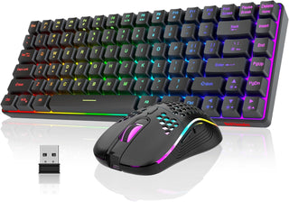Combo de teclado y mouse inalámbricos RedThunder K84, batería recar...