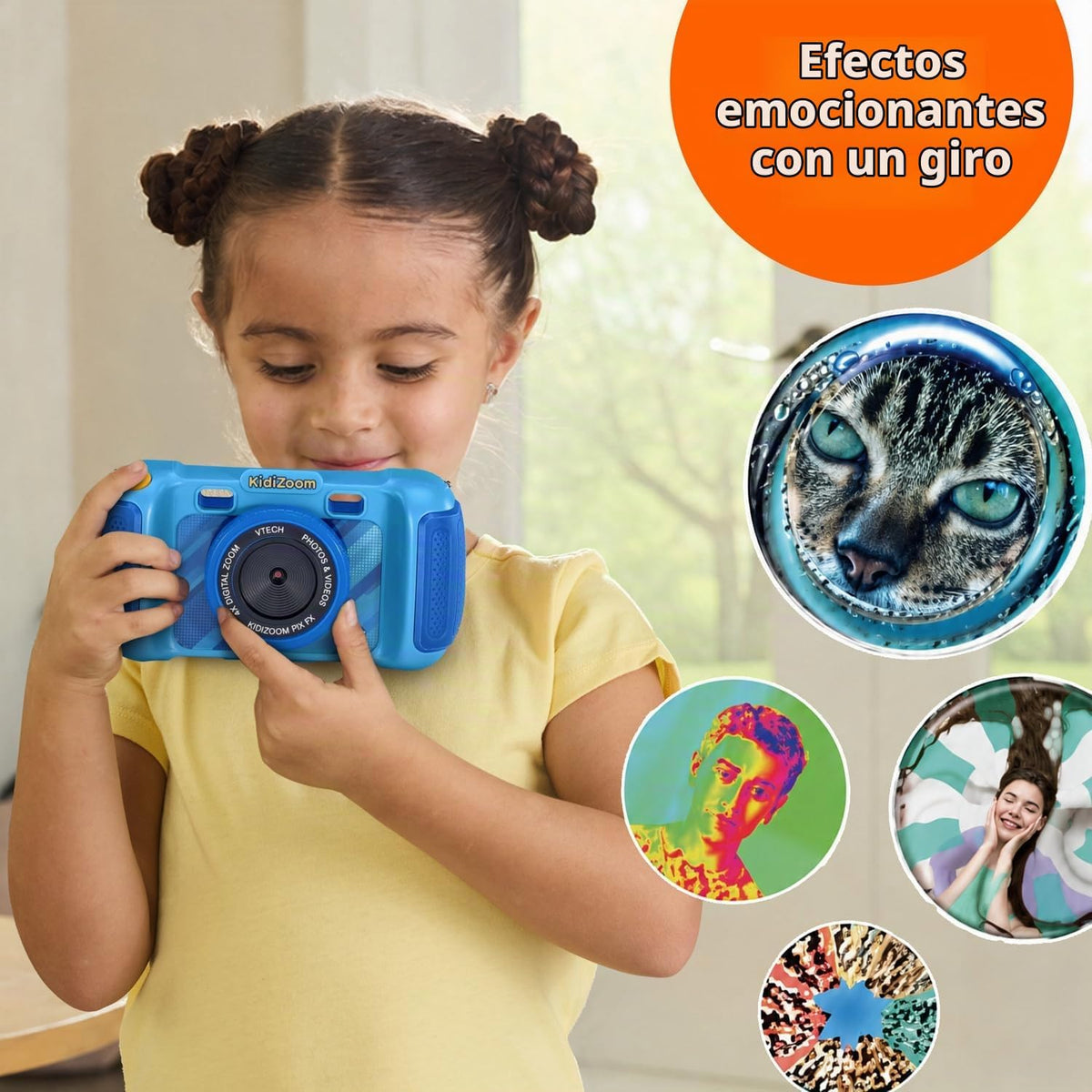 VTech KidiZoom Camera Pix FX con efectos de lente giratorios, color azul