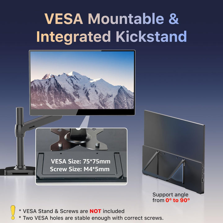 kksmart Monitor portátil de 15.6 pulgadas 1080P FHD 89% sRGB 60Hz,...