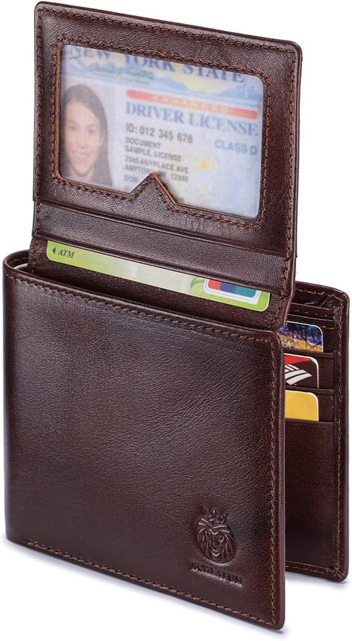 Golnestyn Cartera plegable de cuero de grano superior para hombre,...