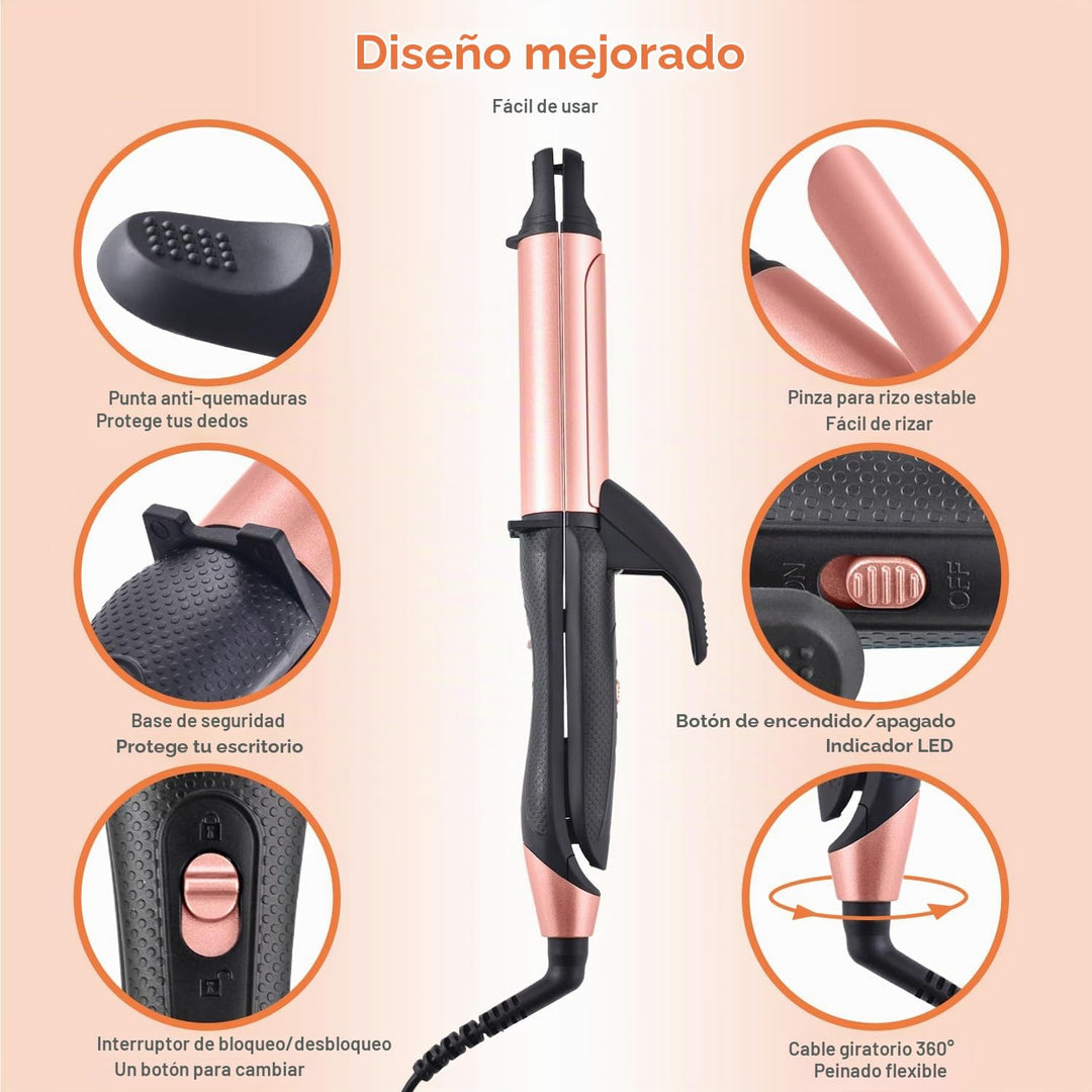 Plancha y rizadora de pelo 2 en 1, combo de plancha plana de cerámi...