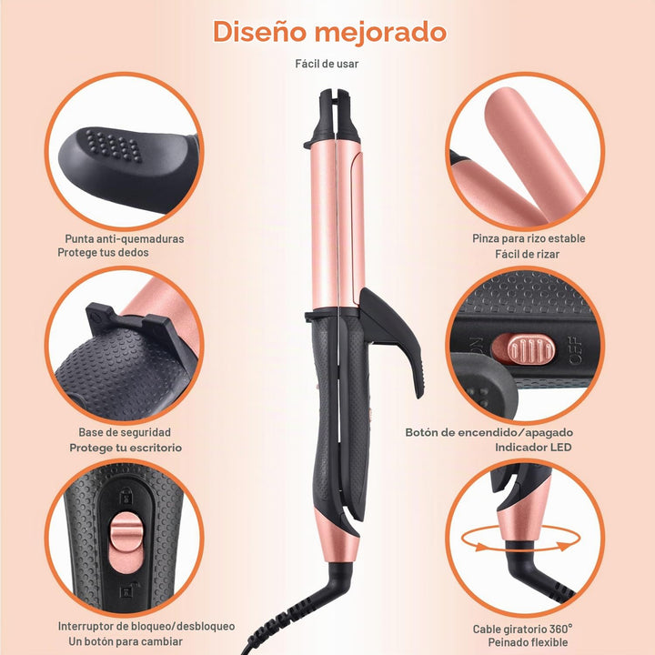 Plancha y rizadora de pelo 2 en 1, combo de plancha plana de cerámi...