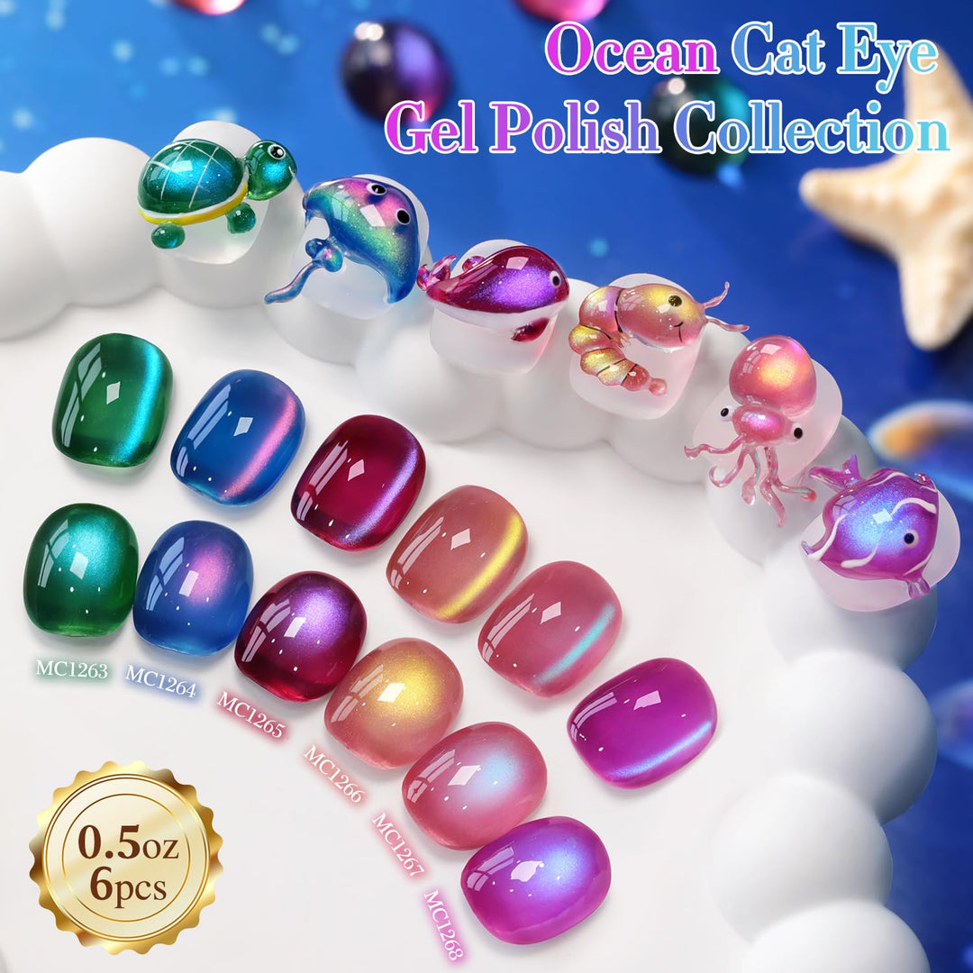 Double Rhythm Juego de esmalte de uñas de gel ojo de gato de 6 mism...