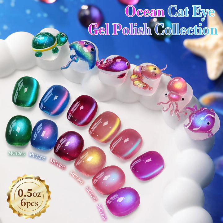 Double Rhythm Juego de esmalte de uñas de gel ojo de gato de 6 mism...