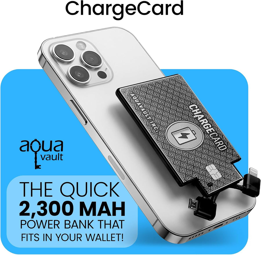 AquaVault ChargeCard - Banco de energía de emergencia ultra delgado...