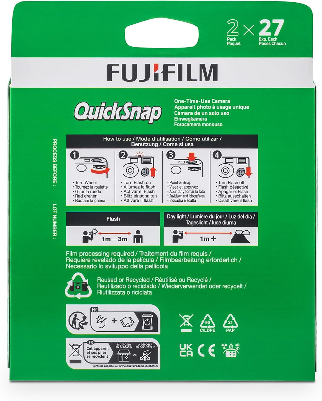 Fujifilm QuickSnap Flash 400 - Cámara de uso único paquete