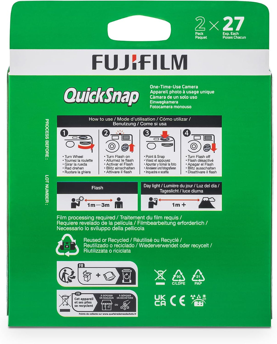 Fujifilm QuickSnap Flash 400 - Cámara de uso único, paquete de 2