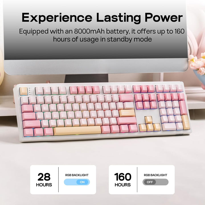 EPOMAKER TH108 Teclado mecánico de tamaño completo, teclado inalámb...