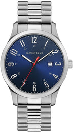 Caravelle by Bulova Reloj de Caballero Tradicional de Cuarzo de Acero Inoxidable con Calendario de 3 Agujas, Correa Expansion, 40mm