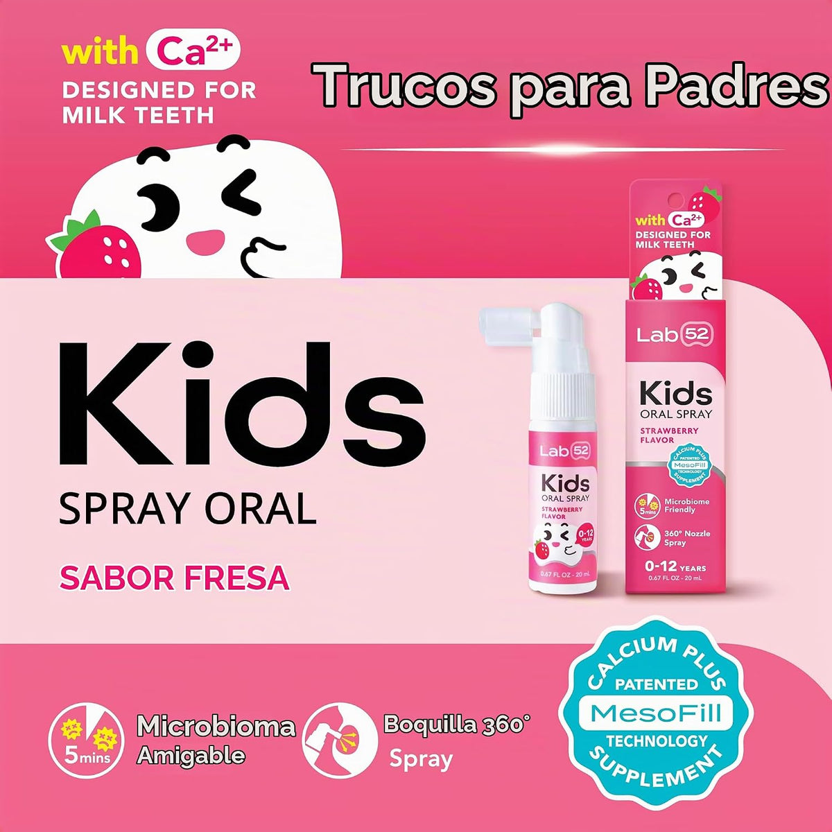 LAB52 - Aerosol oral para niños, ayudante de pasta de dientes, xili...