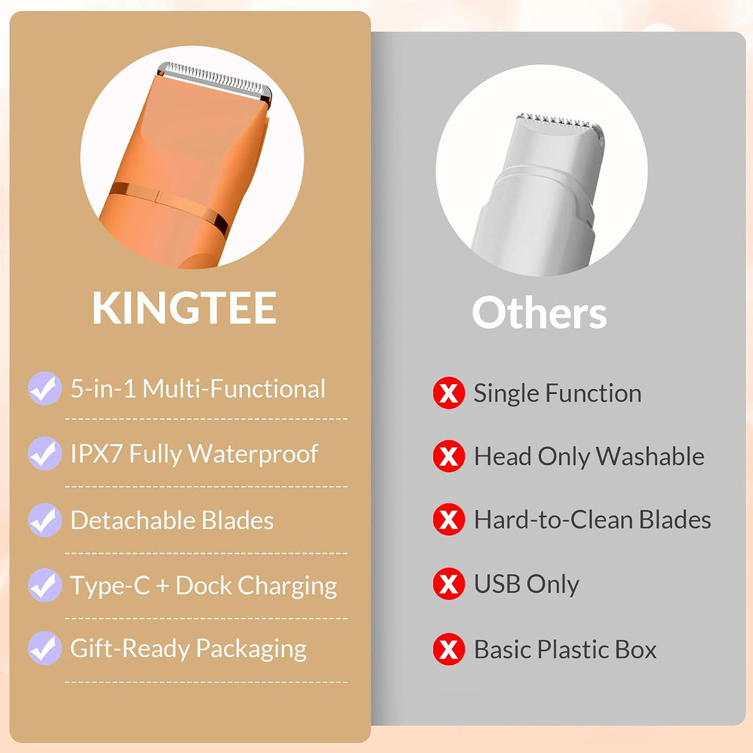 KINGTEE Recortadora de bikini eléctrica 5 en 1 para mujer, afeitado...