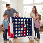 Costzon Giant 4 en una fila, Jumbo 4 a puntuación, juego de mesa gigante para niños y adultos, juego de conexión para patio interior y exterior, de 1.07 m de altura con 42 anillos Jumbo y deslizador