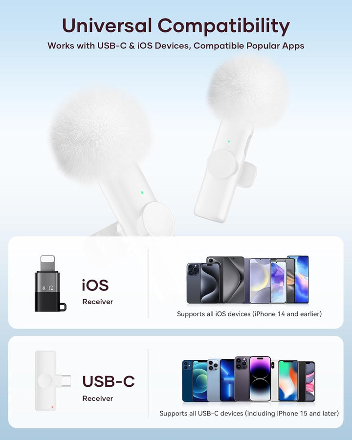 Micrófono inalámbrico para iPhone, iPad y teléfono Android, paquete...