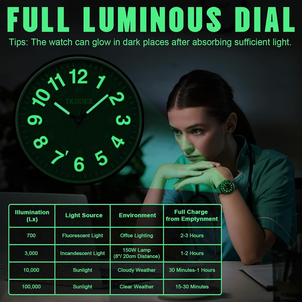 Reloj de enfermera para profesionales médicos, estudiantes, mujeres y hombres, 50M resistente al agua, formato 12/24 horas, hora militar, luminoso, esfera fácil de leer, con segundero para