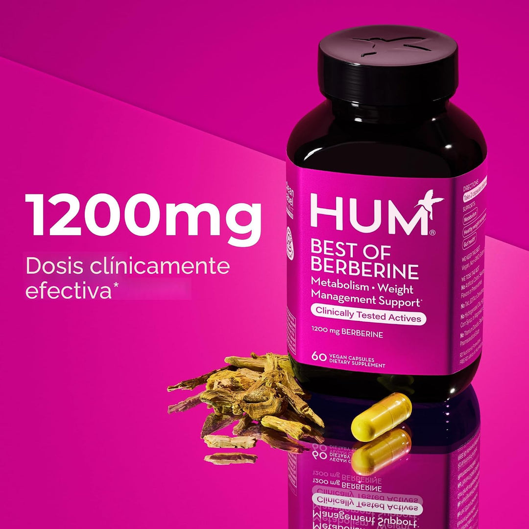 HUM Mejor suplemento de berberina 1200 mg, potencia pura para el bi...