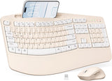 Combo de teclado y mouse inalámbricos, teclas onduladas de tamaño c...