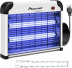 ASPECTEK Exterminador de insectos eléctrico de 20 W, mata insectos para interiores y exteriores cubiertos, trampa para mosquitos, moscas y polillas con malla protectora y cadena colgante para una