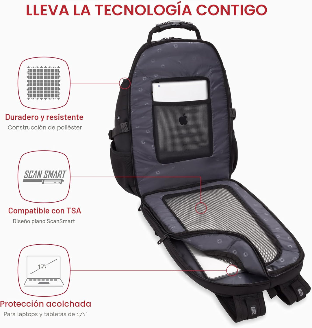 SwissGear 1900, Negro\/Negro, 17 pulg.