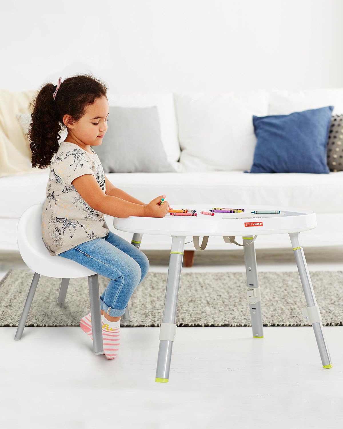 Skip Hop Sillas de actividades para niños pequeños, juego de 2, metal, color blanco