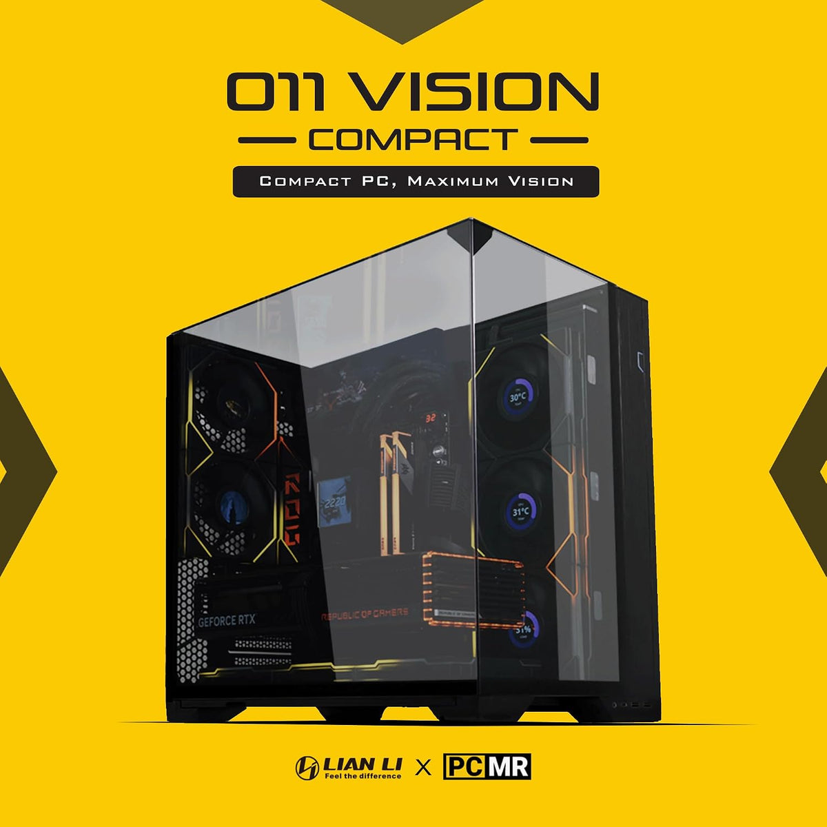 Lian Li O11 Vision Compact - Caja para computadora de torre media A...