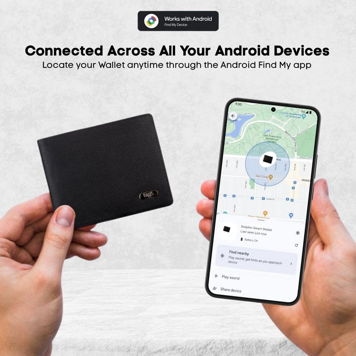 Cartera inteligente con Android Find My Tracker, cartera de piel co...