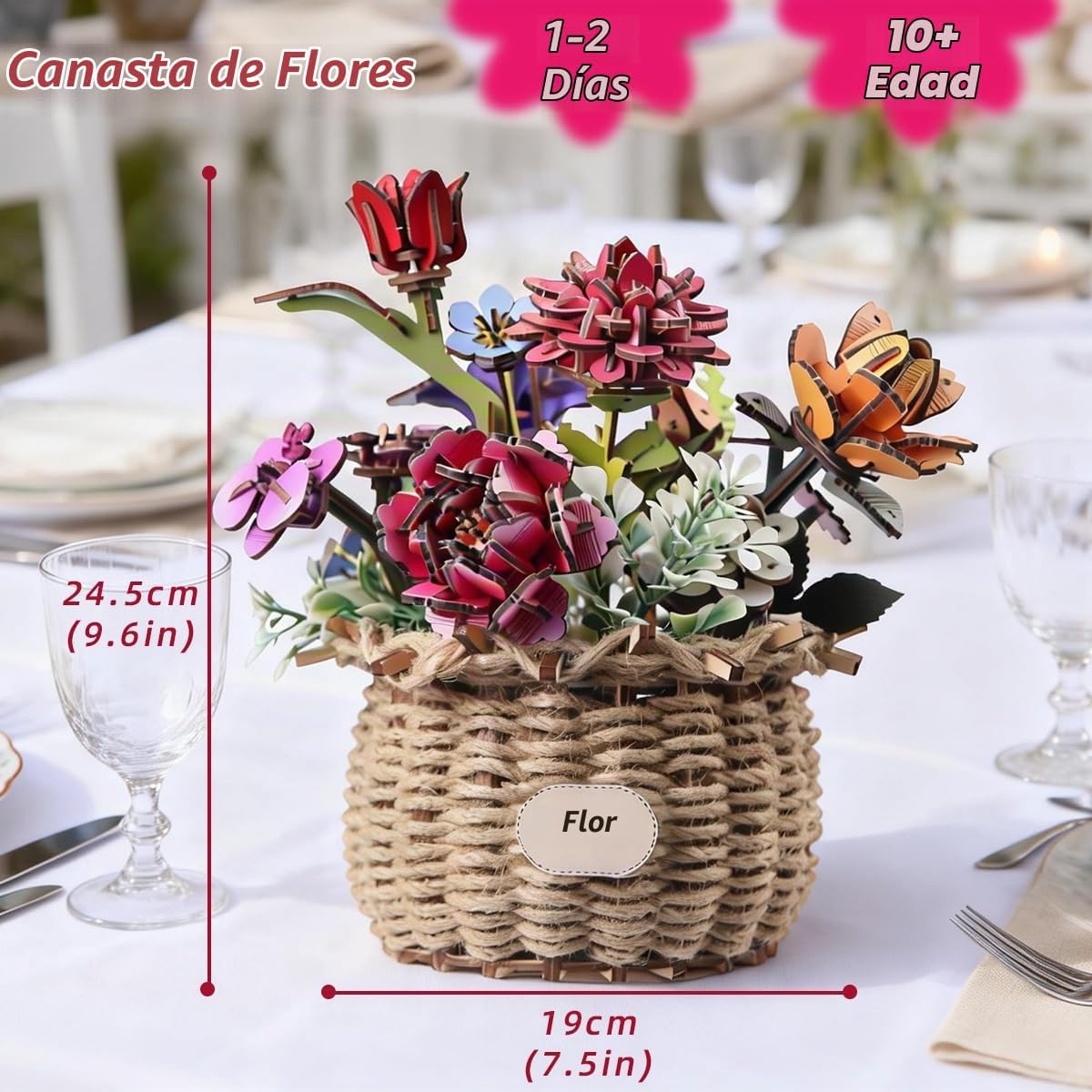 Ever-Blooming - Juego de construcción de ramo de madera, kit de