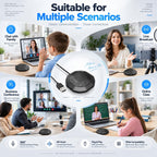 Micrófono de computadora de 360° para PC, micrófono de PC de conferencia USB, tecnología de cancelación de ruido, grabación, Skype, clase en línea, informador de cortes, Plug & Play