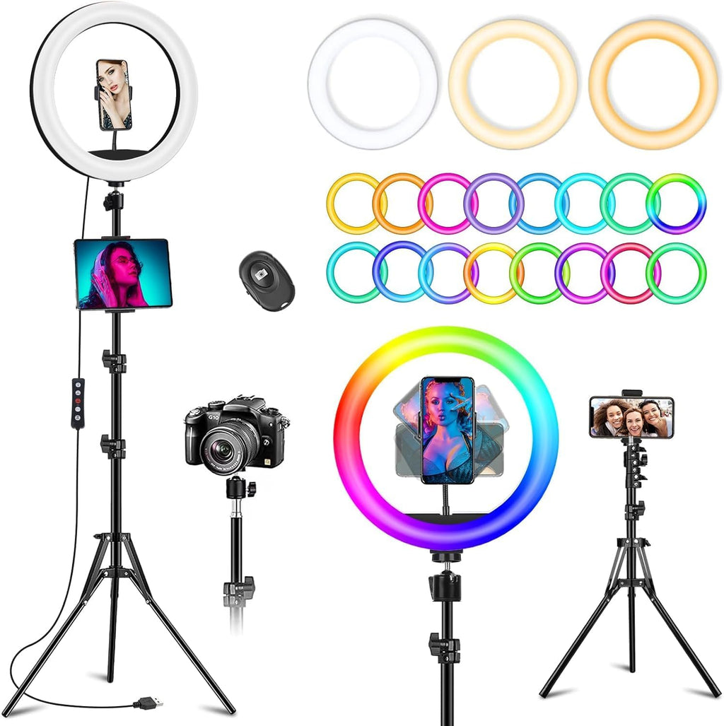 Anillo de luz para selfie de 10,3 "con soporte de trípode de 73 pulgadas