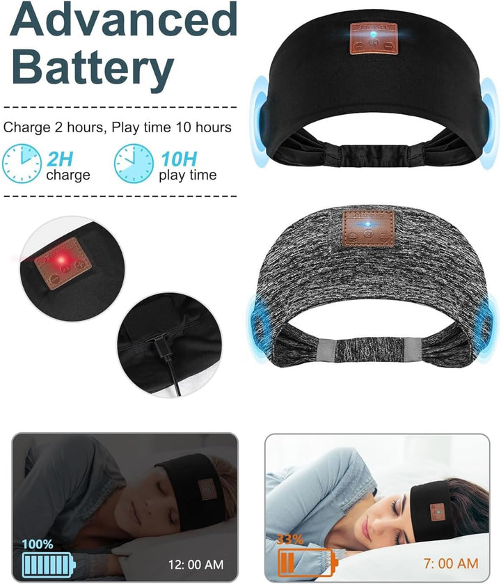 Mixiba Paquete de 2 auriculares para dormir, diadema con altavoz es...