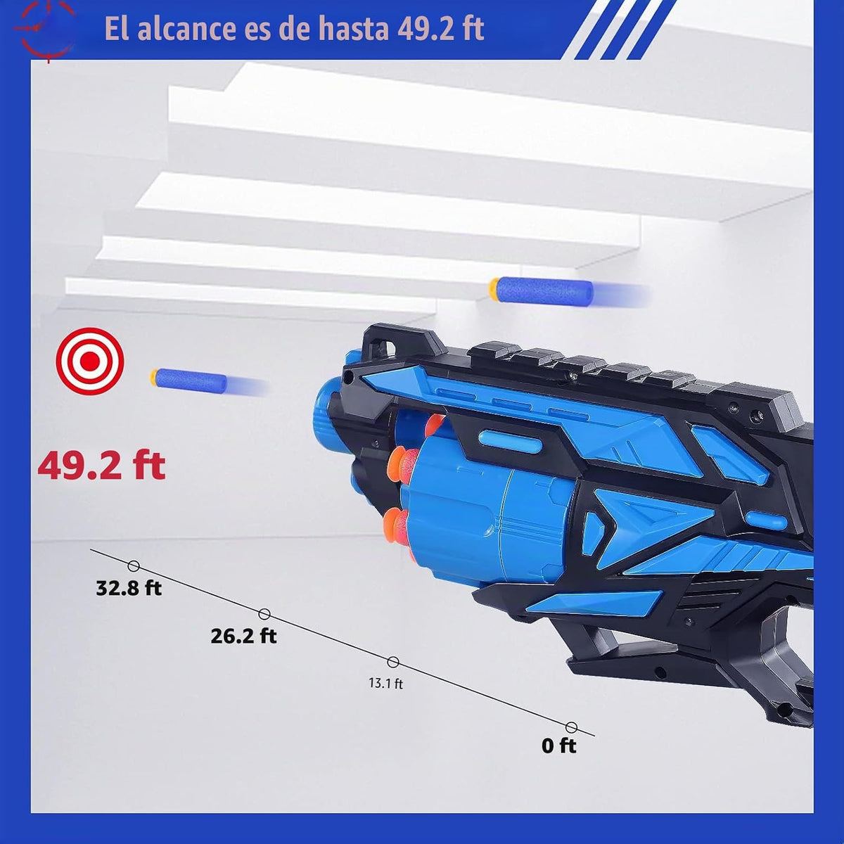 POKONBOY Paquete de 2 pistolas de juguete Blaster para niños aptas para dardos Nerf, balas de espuma de barril giratorio de 6 dardos con 80 dardos de repuesto y 2 pulseras, regalos para niños de 6, 7,