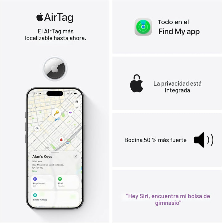 Apple AirTag (2ª generación) - Paquete de 4: rastreador para llaver...