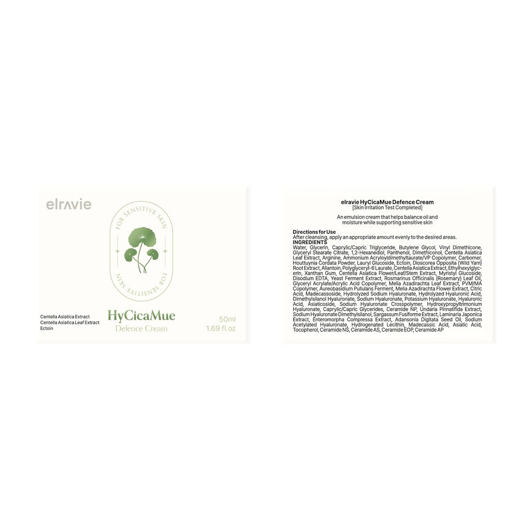 elravie HyCicaMue Crema de defensa, hidratante coreano calmante par...