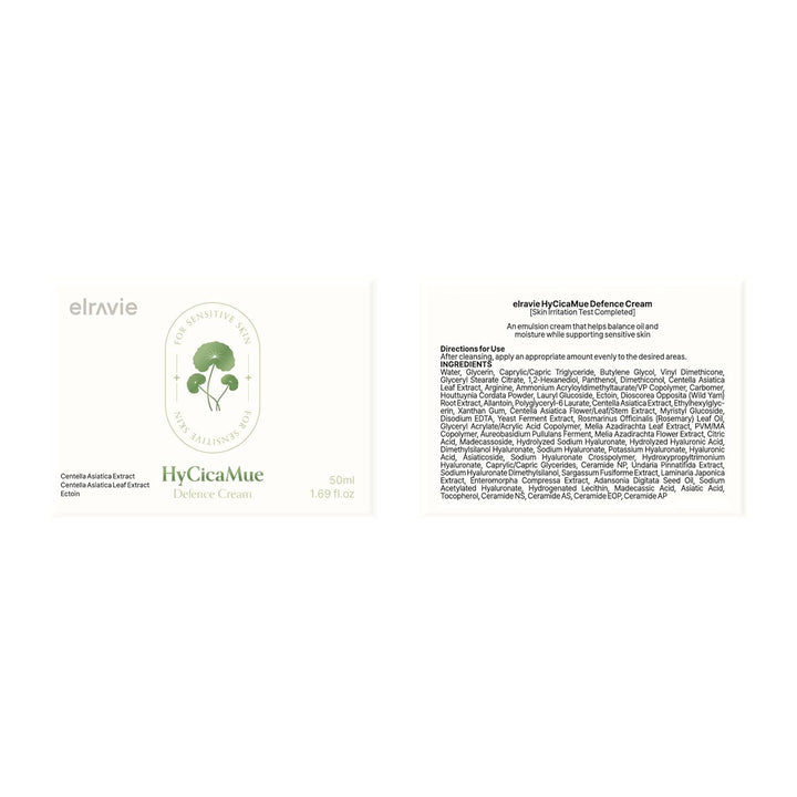 elravie HyCicaMue Crema de defensa, hidratante coreano calmante par...