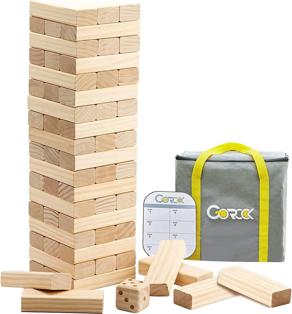 GOROCK Juegos gigantes de torre de caída, 60 piezas de bloques de madera de