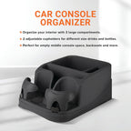 Armor All Organizador de consola de automóvil, organizador de asiento de automóvil con 2 portavasos ajustables, 3 compartimentos de almacenamiento grandes, cinturón de seguridad para sujeción segura