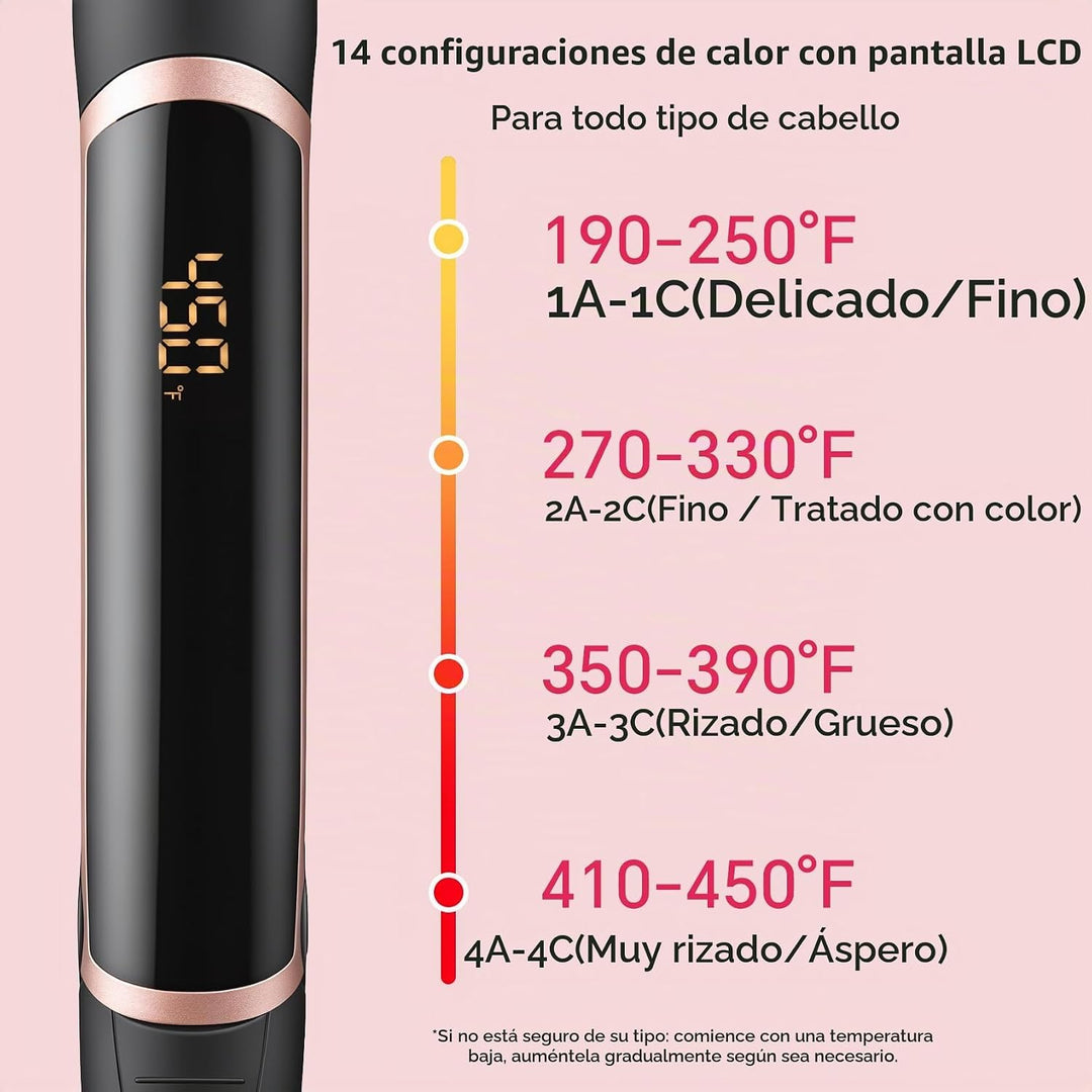 Plancha de pelo y rizador 2 en 1 de 1 pulgada, plancha plana de cer...