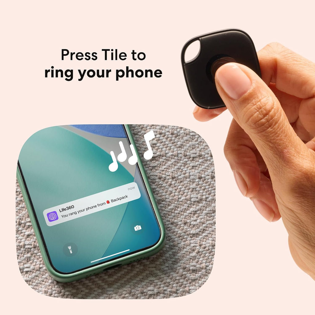 Life360 Tile - Rastreador Bluetooth, buscador de llaves y localizador de artículos para llaves, bolsas y más. Buscador de teléfonos. Compatible con iOS y Android. Paquete de 2 (negro)