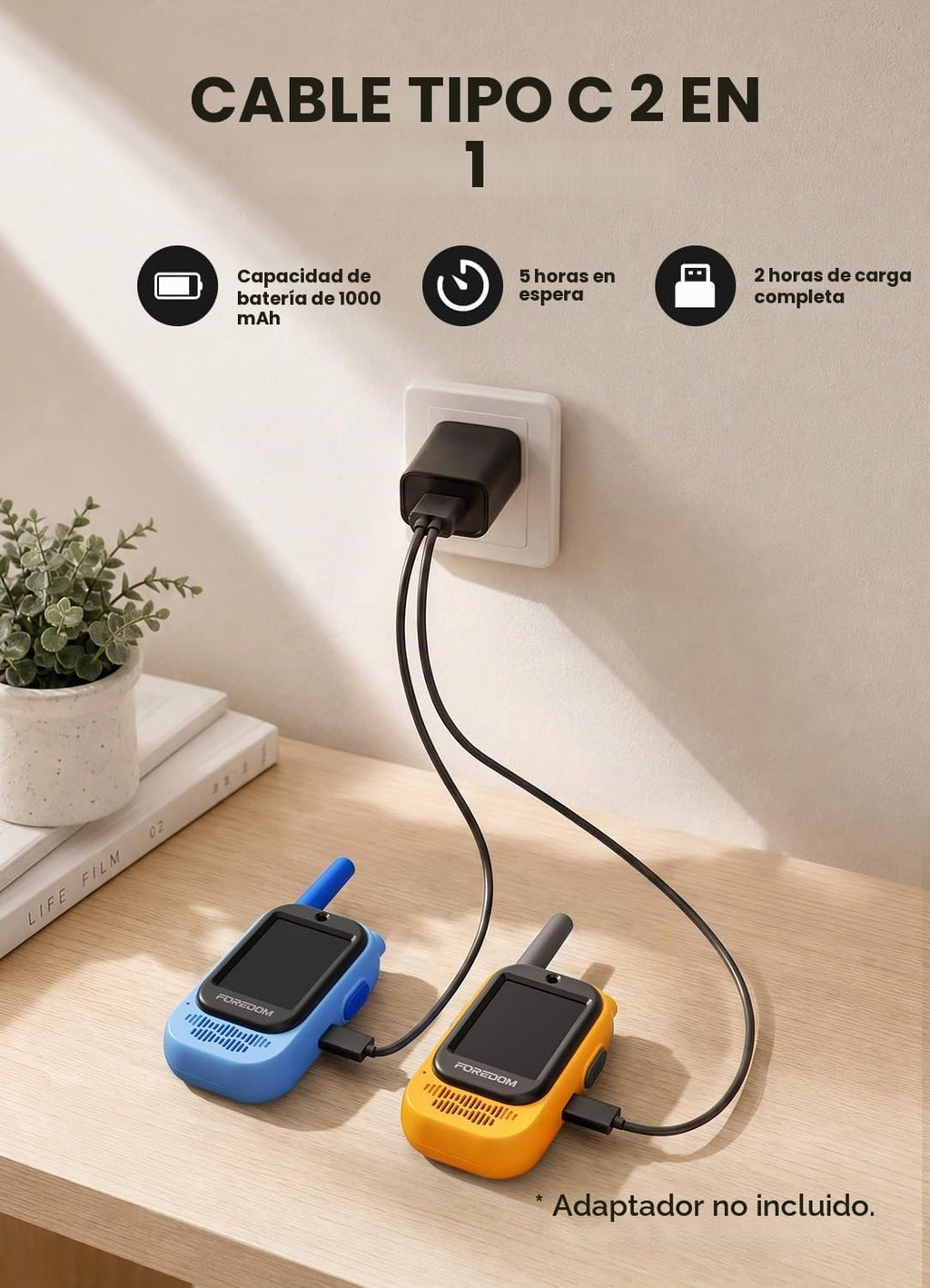 FOREDOM Radio de Video Recargable: Walkie Talkies para Niños, Alcance Largo para Niños y Niñas