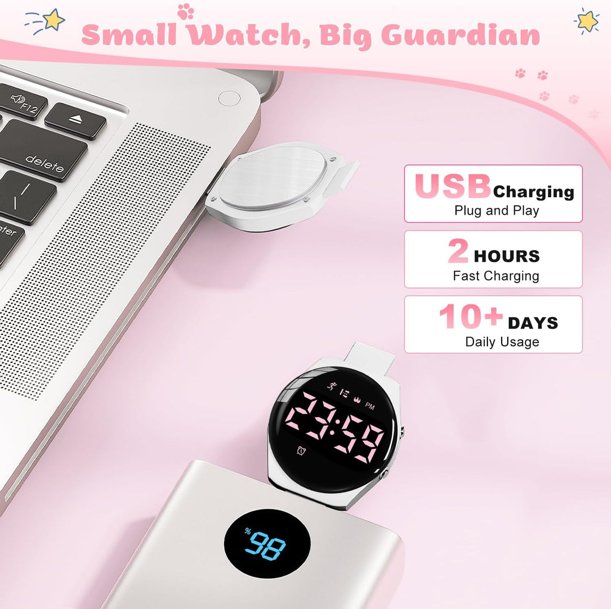 Relojes para niños y niñas, reloj deportivo digital con contador de pasos, podómetro, alarma de vibración, sin aplicación, impermeable, rastreador de fitness, reloj para niños, niñas, adolescentes