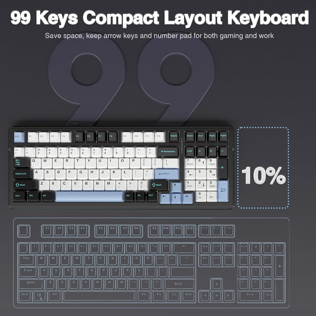 AULA F99 Teclado mecánico inalámbrico, teclado personalizado interc...