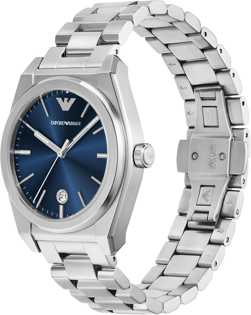 Emporio Armani Reloj para hombres de 3 manecillas o cronógrafo con correa de acero inoxidable; reloj de vestir para hombres