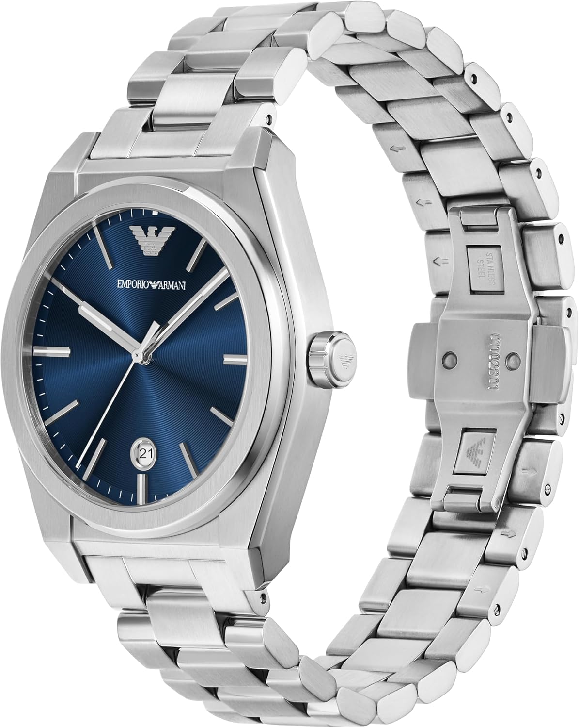 Emporio Armani Reloj para hombres de 3 manecillas o cronógrafo con correa de acero inoxidable; reloj de vestir para hombres