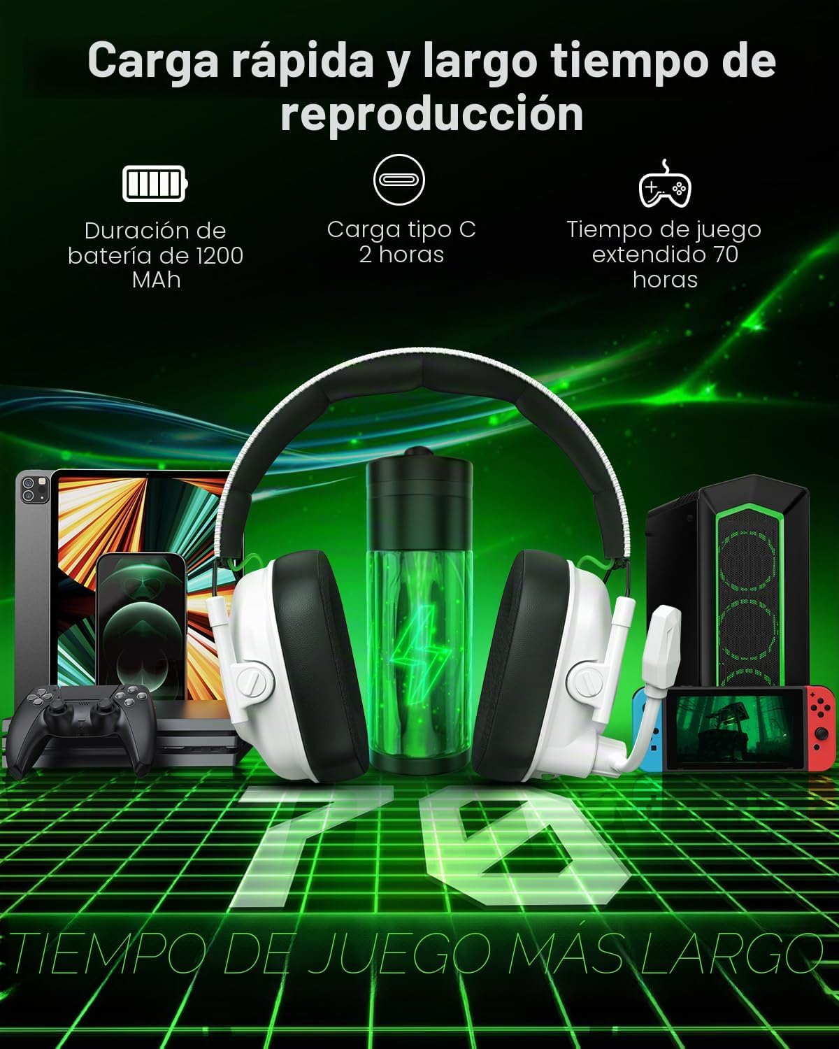 Auriculares inalámbricos para juegos con micrófono para PS5, PS4 y PC