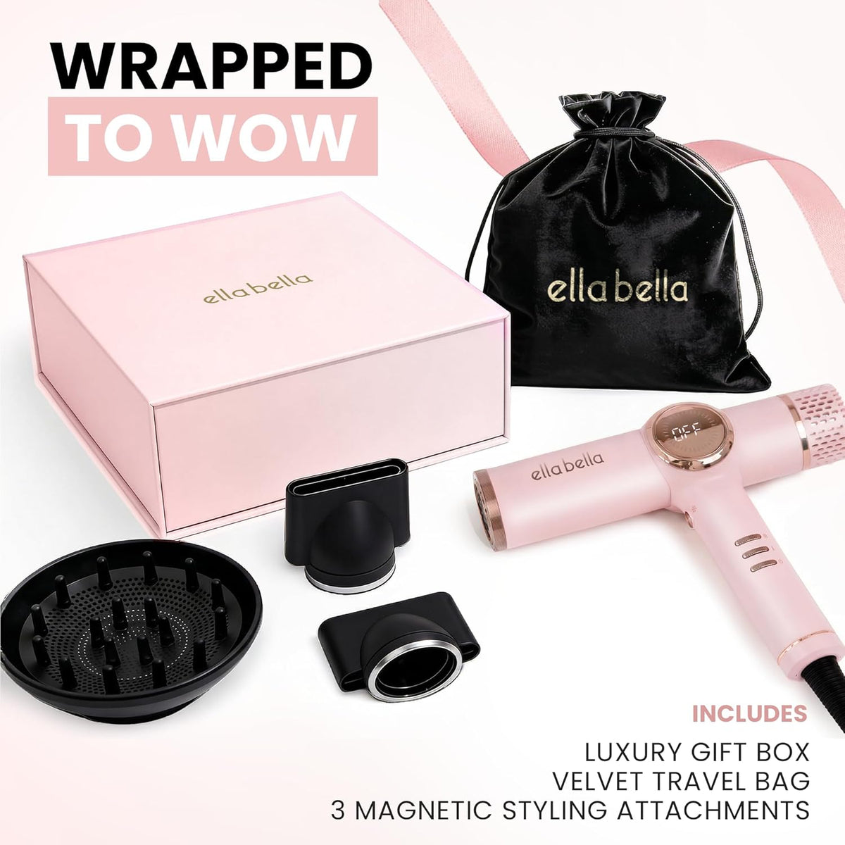 ELLA BELLA® - Secador de pelo iónico profesional con difusor \u2022...