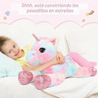 Muiteiur Animal de peluche de unicornio de 43.4 pulgadas, unicornio de peluche gigante para niñas, almohada de felpa suave, regalos para niñas y niños, rosa