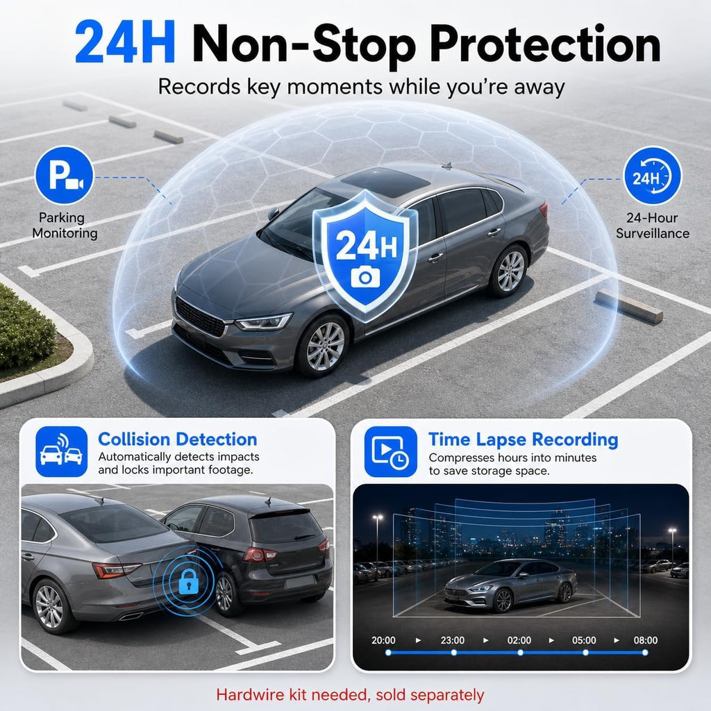 Dash Cam 4K+4K Frontal y Trasera, Incluye Tarjeta de 128GB, Dash Cam para Auto