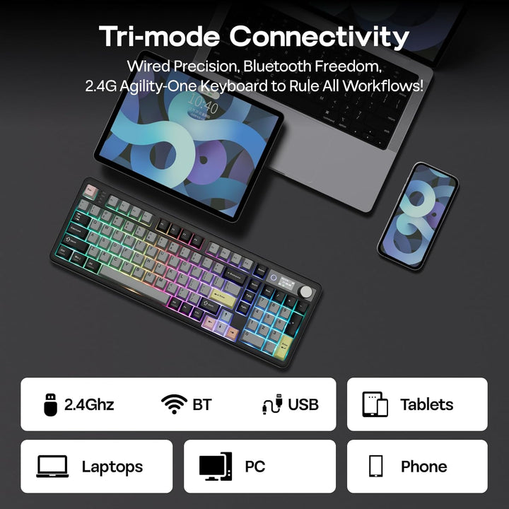 EPOMAKER TH99 PRO Teclado mecánico 96% con pantalla y perilla, 1000...