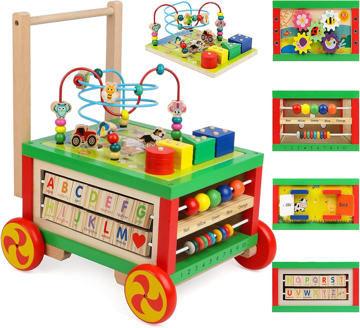 Cubos de actividad de madera 7 en 1 Juguetes Montessori para niños y niñas