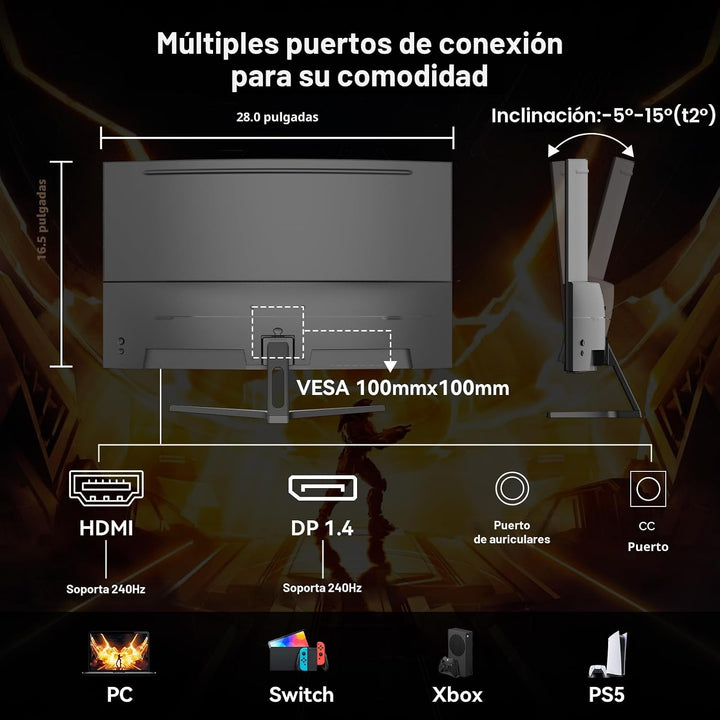 SANSUI Monitor de juegos curvo de 32 pulgadas 240Hz de alta tasa de...