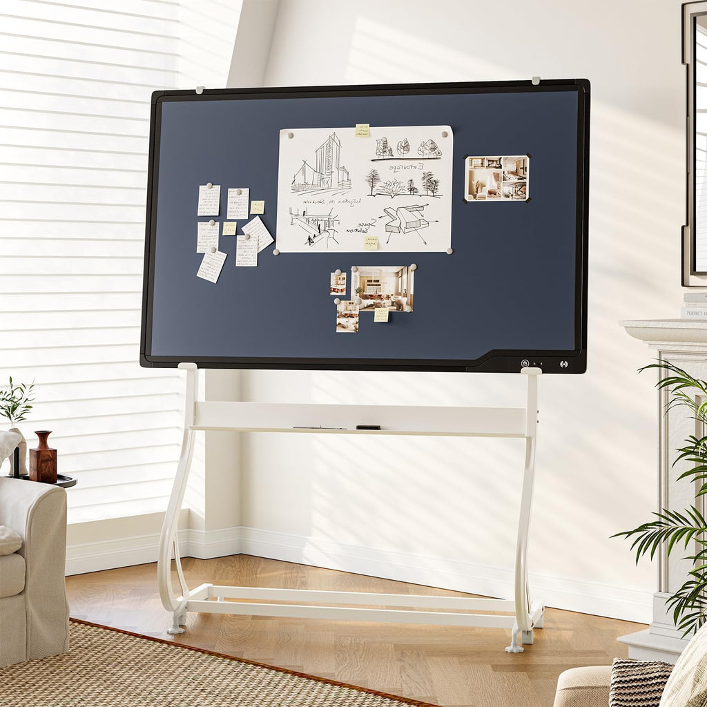 Pizarra de escritura móvil LCD con soporte, pizarra blanca rodante de 50 x 34 pulgadas sobre ruedas, pizarra blanca portátil con mensajes para oficina, hogar, exteriores, altura ajustable de